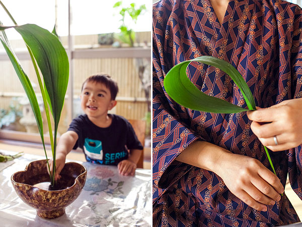 Having watched Mum does flower arrangement since he was a very little boy, Kai seems to have the natural talent in Ikebana too
